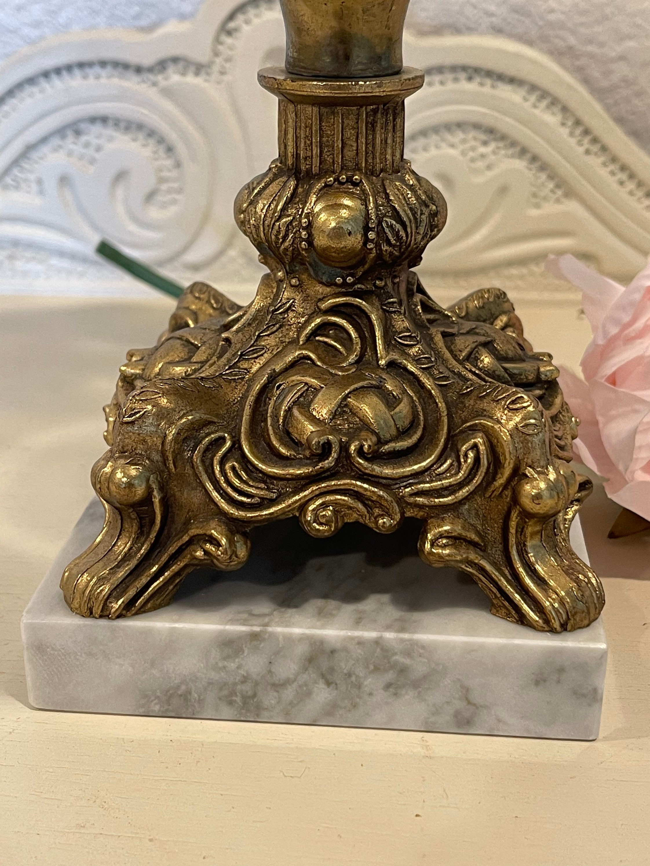 Vintage Crystal Glass Brass Pedestal Italy Marble Compote Bowl Etsy