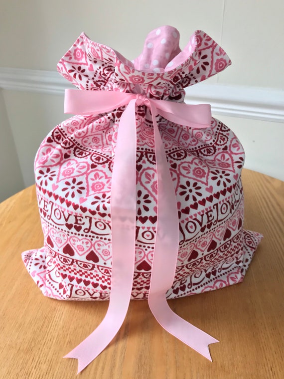 Reusable Eco friendly Gift Wrap or Storage Sack Bag in Emma Bridgewater Pink Sampler Fabric Etsy