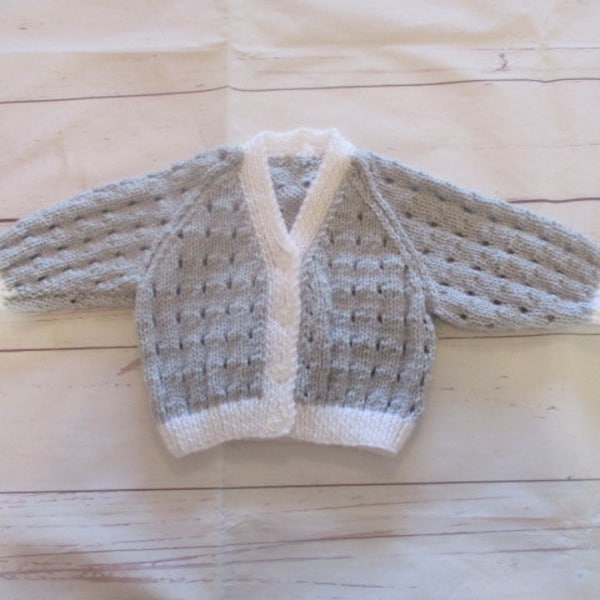 Hand Knitted Baby Cardigan -  Made to order in colours and size