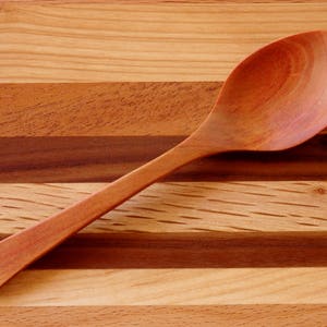 The Wooden Teaspoon in Cherry, Hospitality/Thank You Gift, Coffe or Tea Scoop, Dip Ladle, Oryoki Spoon, Backpacking Gift, Conversation Piece image 2