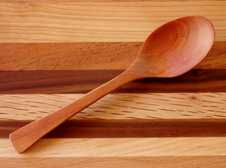 The Wooden Teaspoon in Cherry, Hospitality/Thank You Gift, Coffe or Tea Scoop, Dip Ladle, Oryoki Spoon, Backpacking Gift, Conversation Piece image 2