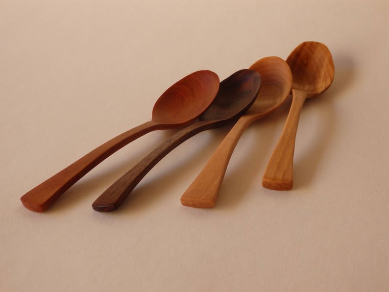 The Wooden Teaspoon in Cherry, Hospitality/Thank You Gift, Coffe or Tea Scoop, Dip Ladle, Oryoki Spoon, Backpacking Gift, Conversation Piece image 5
