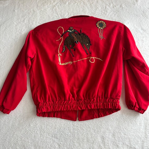 Vintage 90s Jacket by Design Rodeo Western Red Appliquéd