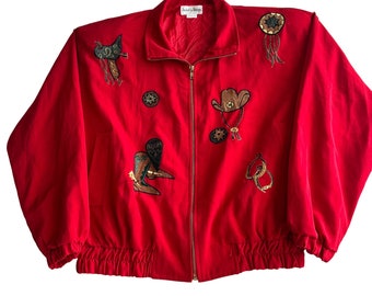 ジャケット・アウター 90s euro vintage coat Vintage 90s Jacket by Design Rodeo Western Red Appliquéd