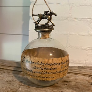 Blanton’s Bourbon Christmas ornament 4&quot; glass authentic label and stopper