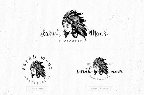 Indian Girl Feathers Logo Eps And Png File Watermark Etsy