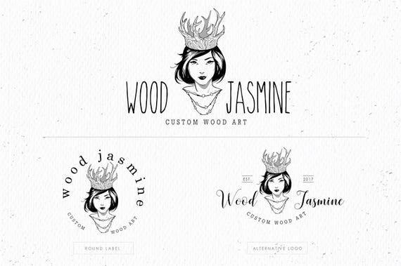 Girl With Wooden Crown Logo Eps And Png File Watermark Etsy