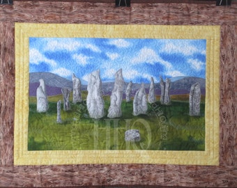 Craigh na Dun Standing Stones Outlander Inspired Krajobraz Pikowana Ścienna Dekoracja