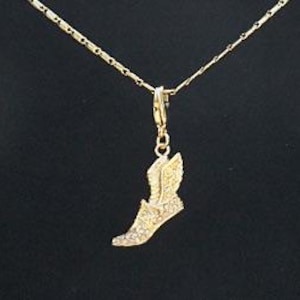 24kt Gold Plated Cross Country Winged Shoe Track Cleat Pendant Charm