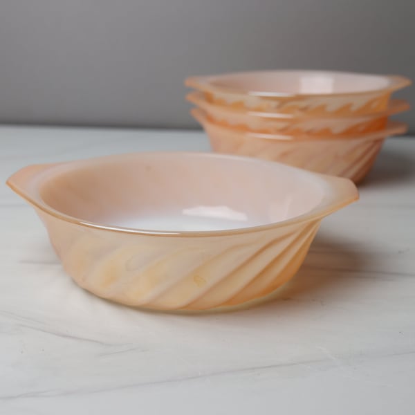 Vintage Fire King Oven Ware Peach Swirl Lustre Bowl without Handles Serving Dish