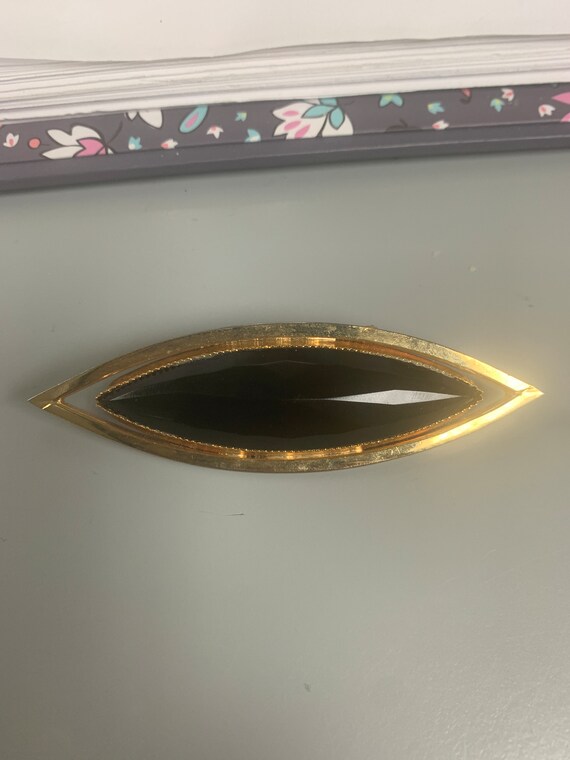 Gold Toned Black Onyx Pin