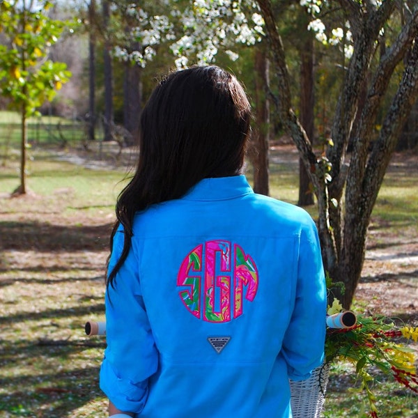 Preppy Lilly Pulitzer Monogrammed Columbia PFG Fishing Shirt Cover Up