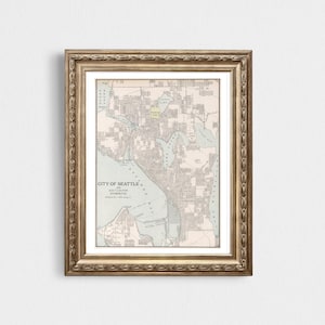 Setattle, Washington WA Vintage Karte Sofort-Download - 1901 - Druckbare Karte, Hausbibliothek, Dekoration, Wandkunst, antike Karte