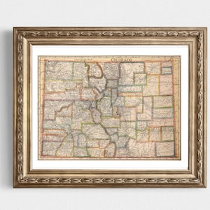 Colorado Vintage Map Instant Download - 1927 - Printable Map, Home Library, Home Decor,  Wall Art, Antique Map