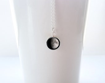 Custom moon in Night Sky Moon phase necklace, custom birth moon, moon necklace, sterling silver jewelry, personalized gift, custom jewelry