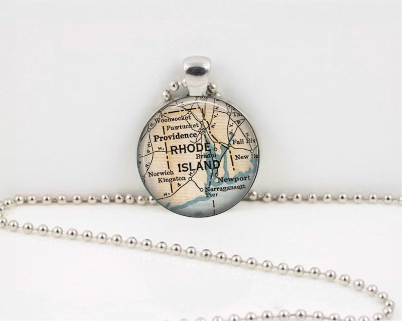 Map Necklace Custom Jewelry Map Pendant Personalized Jewelry Rhode Island Vintage Map Rhode Island Map Pendant Necklace -Map Jewelry