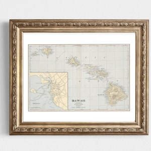 Hawaii, HI, Honolulu Vintage Map Instant Download - 1901 - Printable Map, Home Library, Home Decor,  Wall Art, Antique Map