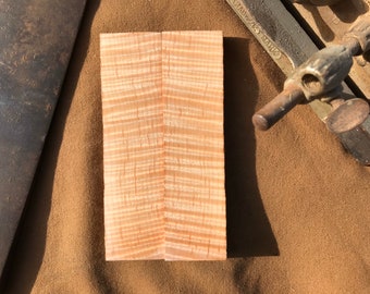 Stabilized curly maple knife blank and scale