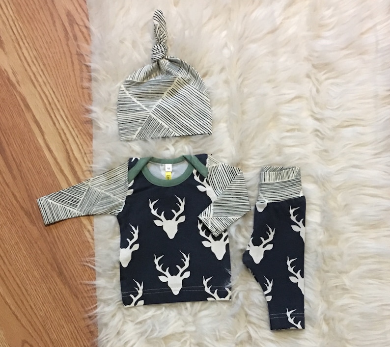 shower gift READY TO SHIP! baby boy take home going home Newborn boy coming home outfit fall Navy deer hospital outfit
