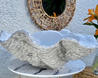 Centro de mesa contemporáneo de arte esculpido de concha de almeja gigante gris claro mediano Ocasión especial