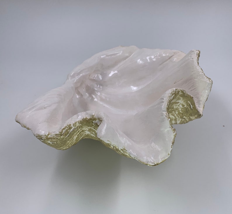 Patio Giant Clam Shell Sculpture Art Ornament Bowl Handmade In Gold Fleck For Home Garden Conservatory Interior Decor Art Collectibles Vessels Kientructhanhdat Com