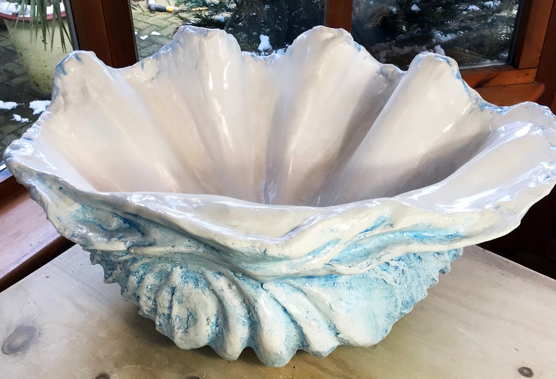 Giant Clam Shell Sculpture Art ornament Bowl Handmade finished Etsy