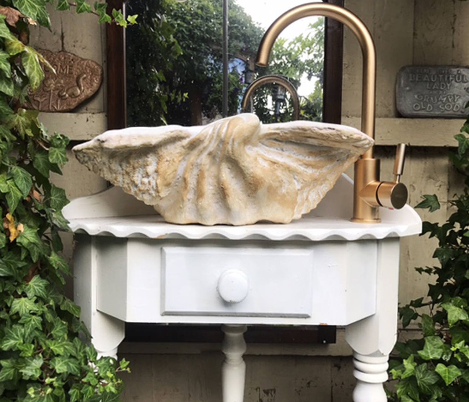 Giant Clam Shell Bathroom Sink Wash Basin Vessel Bowl Counter Etsy