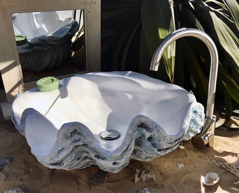 Shell Like Sink Medium Giant Clam Shell Bathroom Sink Wash Basin Bowl Vessel Counter ...