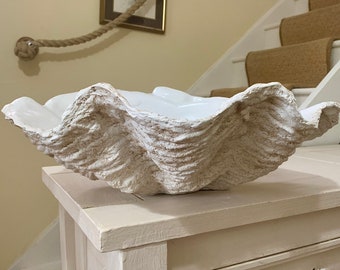 Medium Real Sand Giant Clam Shell Sculptured Art Contemporary Centerpiece Ornament Special Occasion Interior Decor