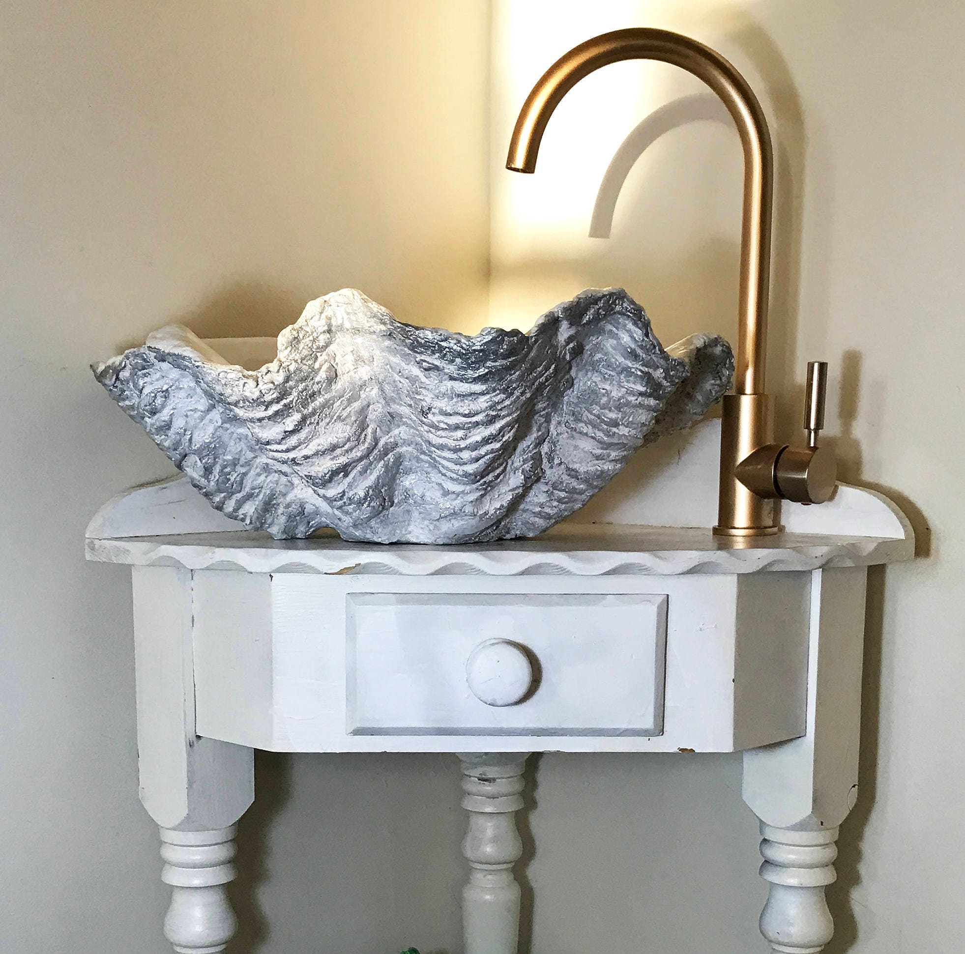 Shell Like Sink Small Clam Shell Bathroom Sink Wash Basin Vessel Bowl Sculpture Art ...