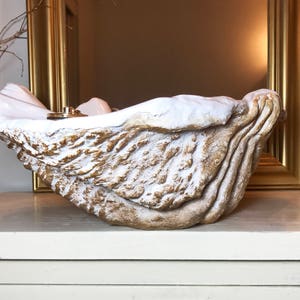 Giant Clam Shell Bathroom Sink Wash Basin Bowl Vessel Counter Top Cloakroom in a Bronze Fleck Sculpture Art image 8
