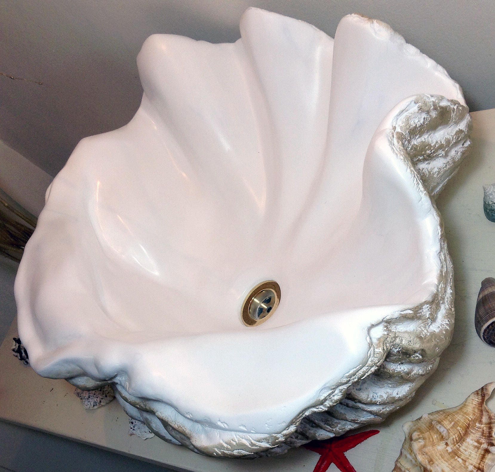 Giant Clam Shell Bathroom Sink Wash Basin Vessel Bowl Counter Etsy