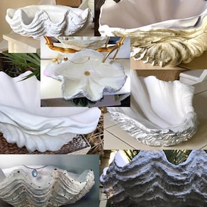 Giant Clam Shell Bathroom Sink Wash Basin Bowl Vessel Vanity Counter Top Cloakroom In Pink Blush Sculpture Art image 10