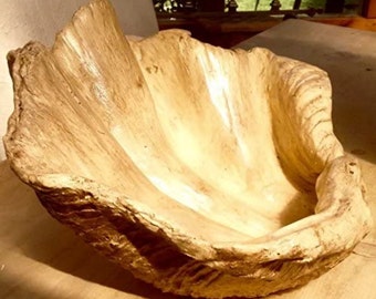 Escultura de concha de almeja gigante de tabaco pequeño y rico, adorno hecho a mano para el hogar, jardín, patio, invernadero, decoración náutica de playa, regalo interior