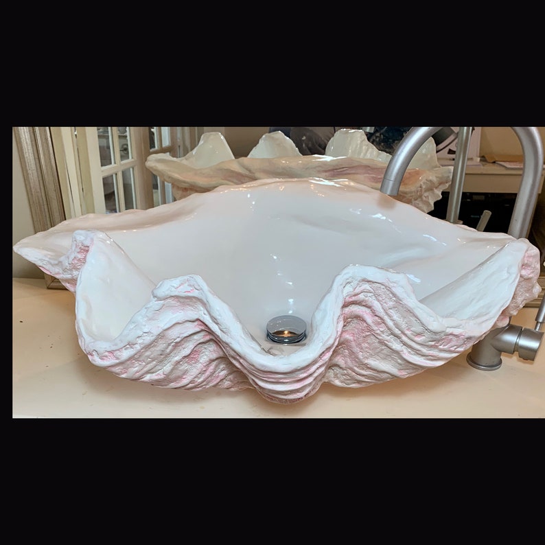 Giant Clam Shell Bathroom Sink Wash Basin Vessel Bowl In Soft Etsy