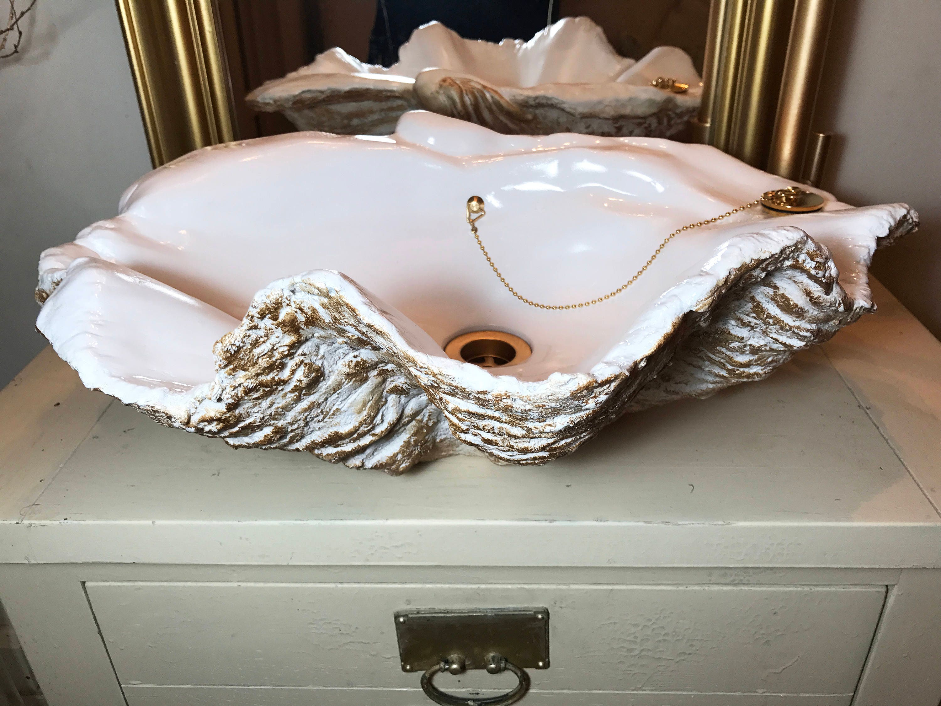Giant Clam Shell Bathroom Sink Wash Basin Bowl Vessel Counter Etsy