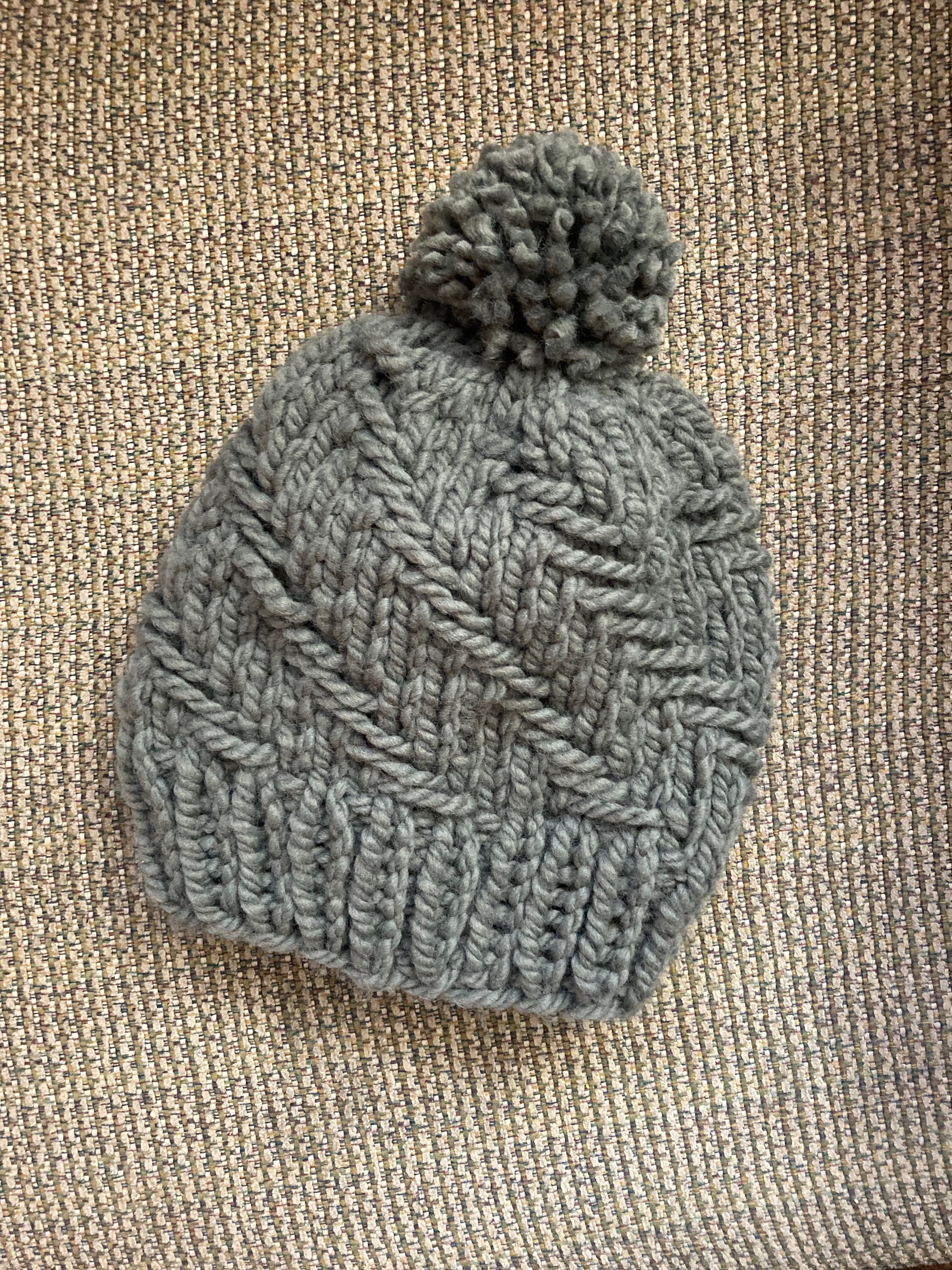 Grey Knit Hat Pom Pom Hat | Etsy Australia