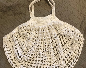 White Crochet French Market Bag Tote