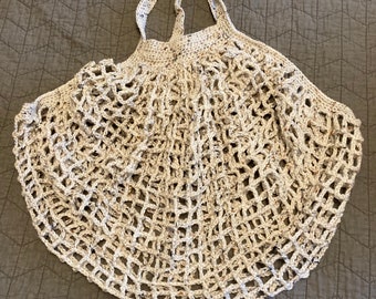 Oatmeal Fleck Crochet French Market Bag Tote