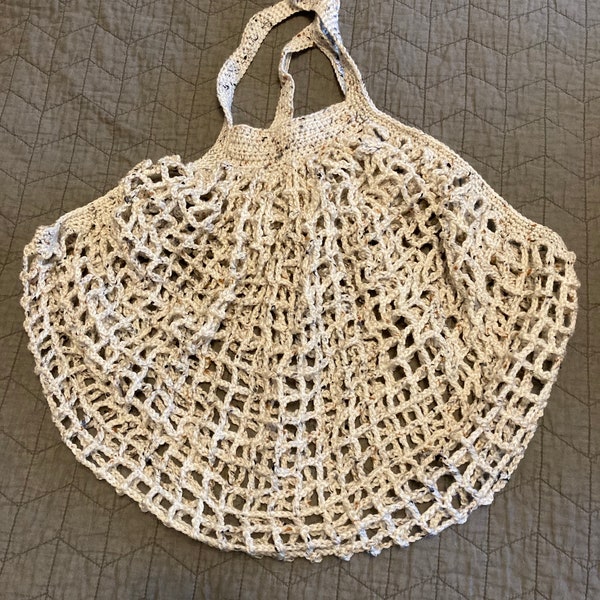 Oatmeal Fleck Crochet French Market Bag Tote