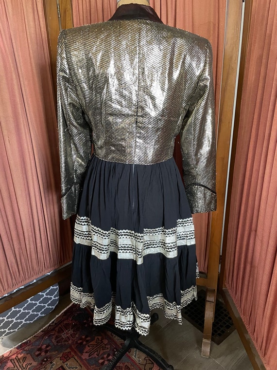 gold lamé stage jacket with musical theme - image 8