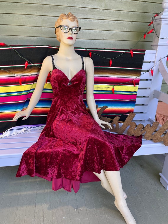 sexy red stretch velvet dress