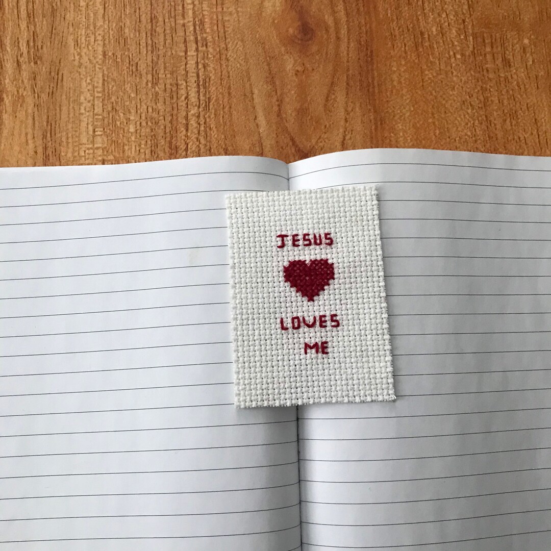 Jesus Loves Me Bookmark Cross Stitch Embroidery Needlepoint Needlecraft ...