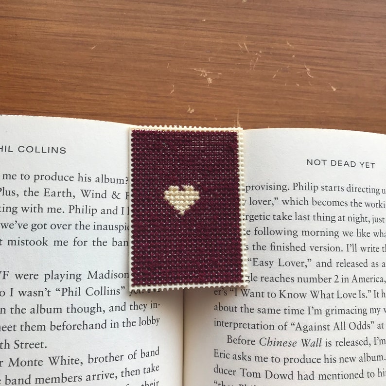 Cross Stitch Bookmark Needlepoint Needlecraft Heart Washed Clean White