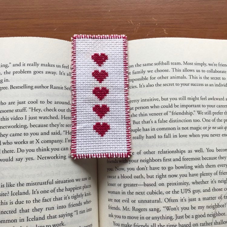 Religious Christian Cross stitch Bookmark embroidery five red | Etsy