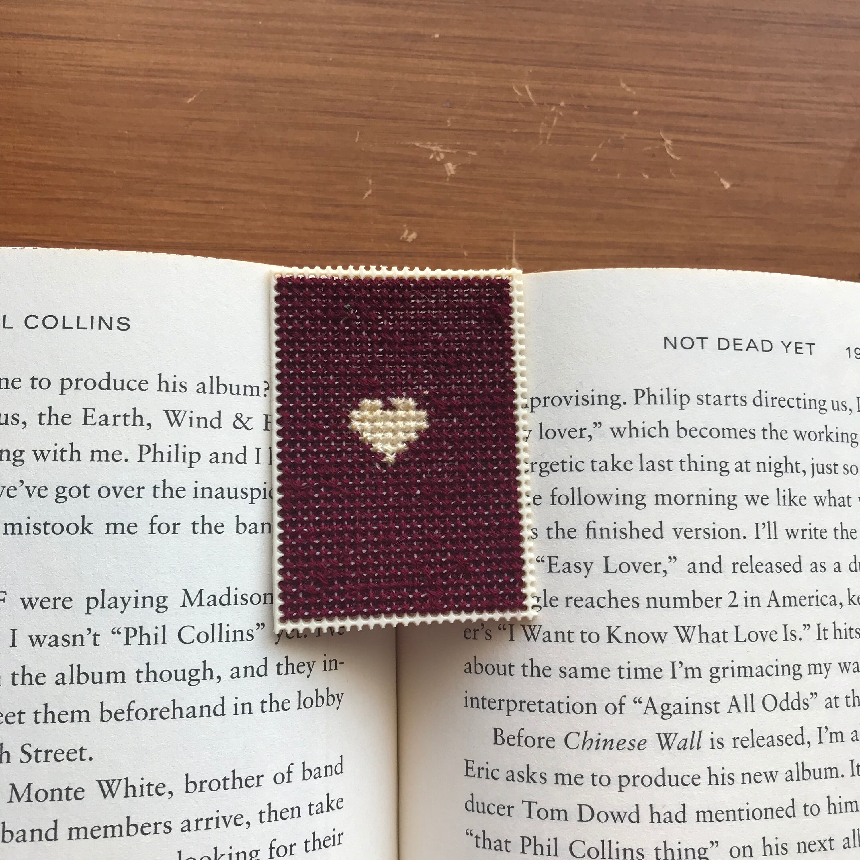 Cross Stitch Bookmark Needlepoint Needlecraft Heart Washed Clean White