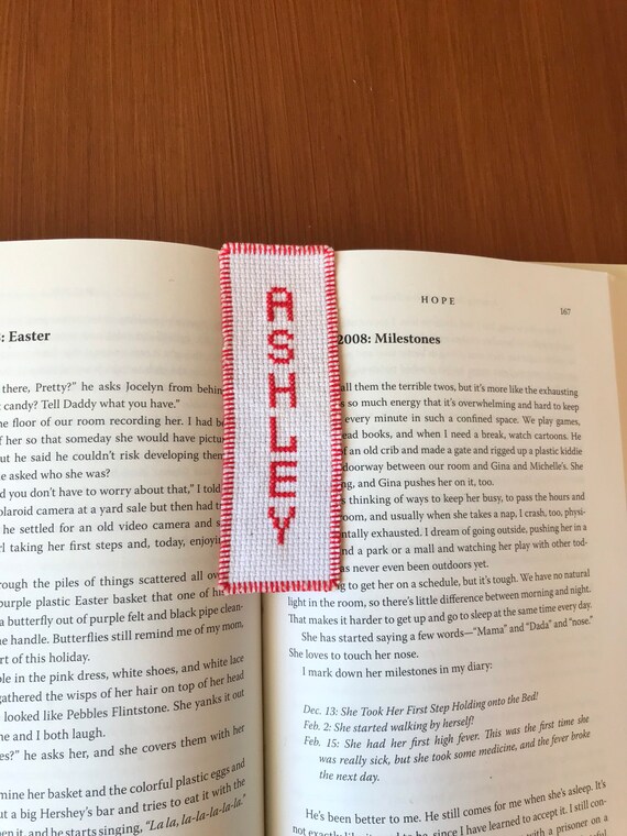 Cross stitch name bookmark Ashley girl boy embroidery Etsy