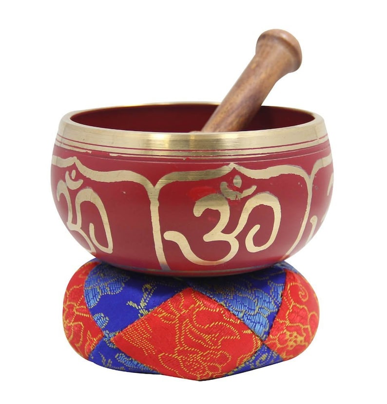 Tibetan Singing Bowl Complete Set Hindu Om With Mallet and Etsy