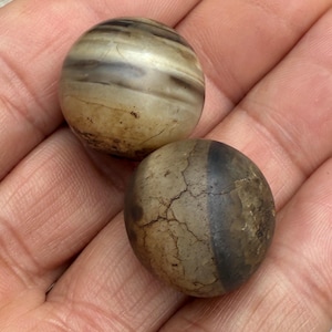 Indo-Himalayan Ancient Suleimani Beads | Antique Agate | Tribal Ethnic Jewelry | Rare Spiritual Healing Amulet 2 pcs