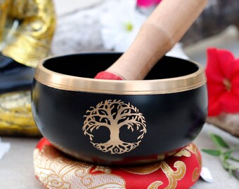 Singing Bowl Complete Set Tree Of Life  ~ For Meditation, Yoga, Spiritual Healing and Mindfulness ~ Medium ~ FAST SHIPPING!!!
